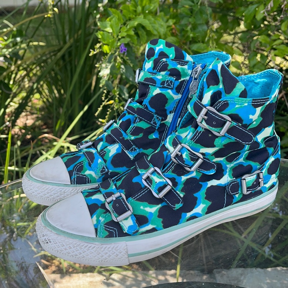 New ASH Limited Canvas camp blue, black and green sneakers, size 37